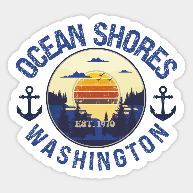 OCEAN SHORES WASHINGTON EST 1970 BEACH SUNSET Sticker by HomeCoquette